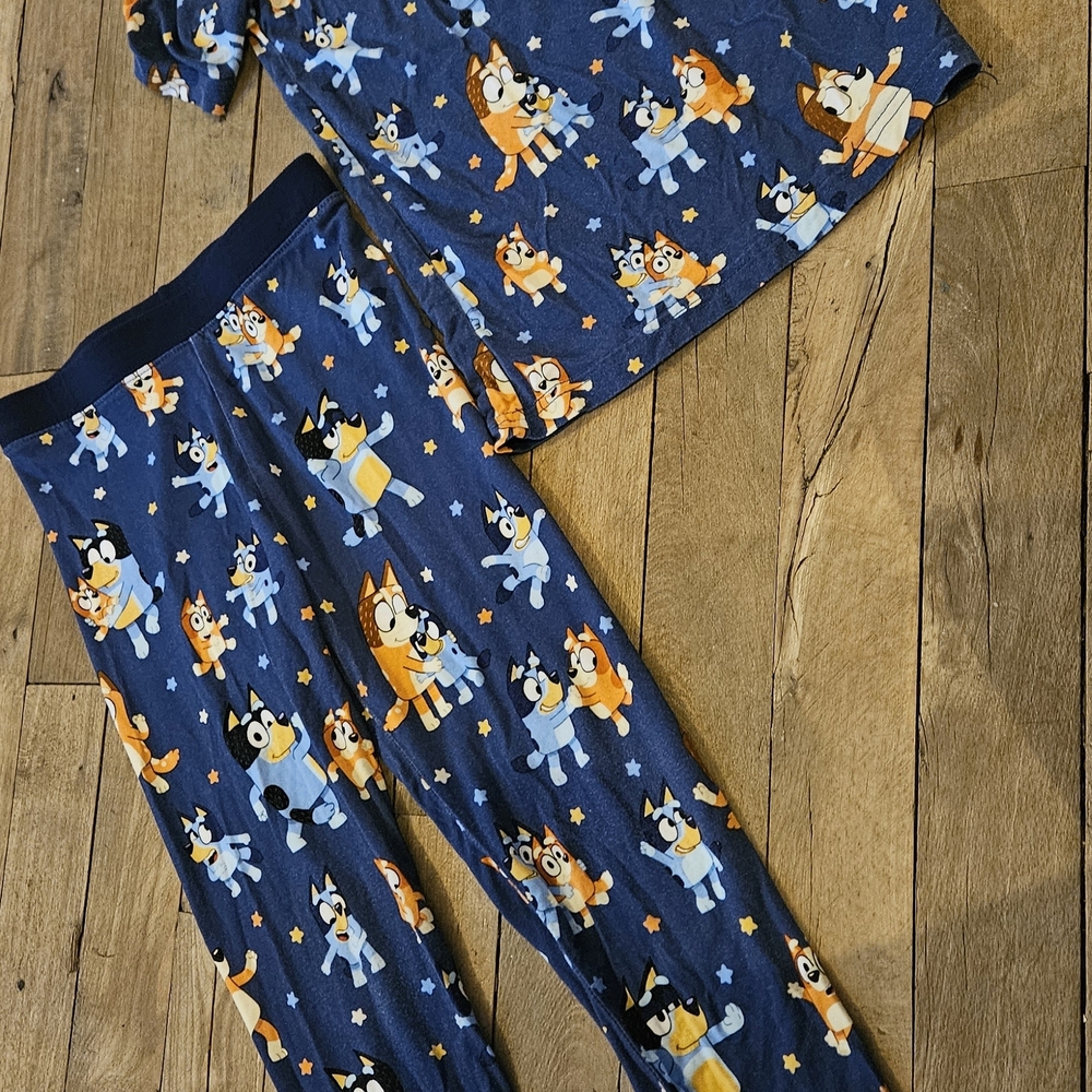 Little Sleepies Navy Cartoon Print Pajama Set Dancing Bluey Addition